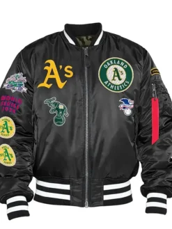 Oakland Athletics MA 1 Black Bomber Jacket