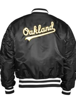 Oakland Athletics MA 1 Black Bomber Jacket Back