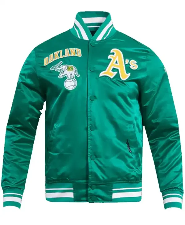 Oakland Athletics Retro Classic Satin Rib Varsity Jacket