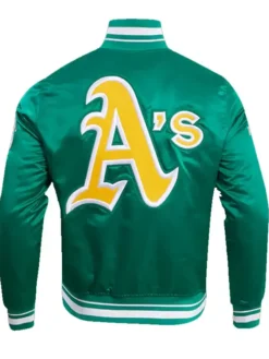 Oakland Athletics Retro Classic Satin Rib Varsity Jacket Back