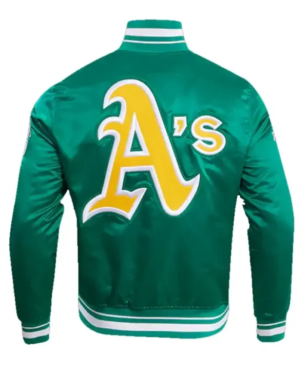 Oakland Athletics Retro Classic Satin Rib Varsity Jacket Back