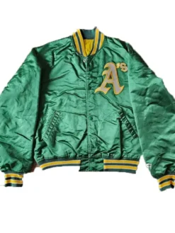 Oakland Athletics Vintage Green Starter Satin Varsity Jacket