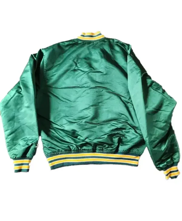 Oakland Athletics Vintage Green Starter Satin Varsity Jacket Back