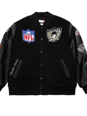 Oakland Raiders Blackout Vintage Wool Varsity Jacket