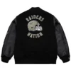 Oakland Raiders Blackout Vintage Wool Varsity Jacket back view