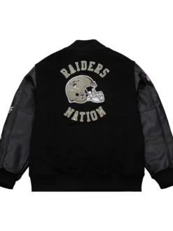 Oakland Raiders Blackout Vintage Wool Varsity Jacket back view