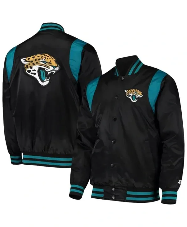Okuneva Jacksonville Jaguars Black Satin Varsity Jacket