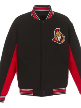 Ottawa Senators Accent Black Varsity Poly Twill Jacket
