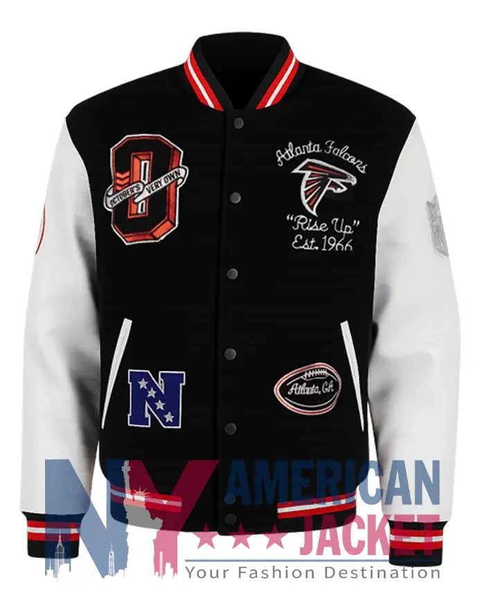 Ovo Atlanta Falcons Black Letterman Jacket