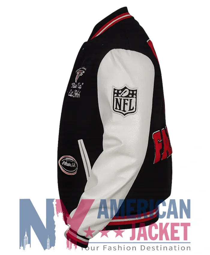 Ovo Atlanta Falcons Letterman Black Jacket