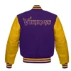 Paris Ward NFL Minnesota Vikings Purple And Yellow Varsity Bomber Jacket back view