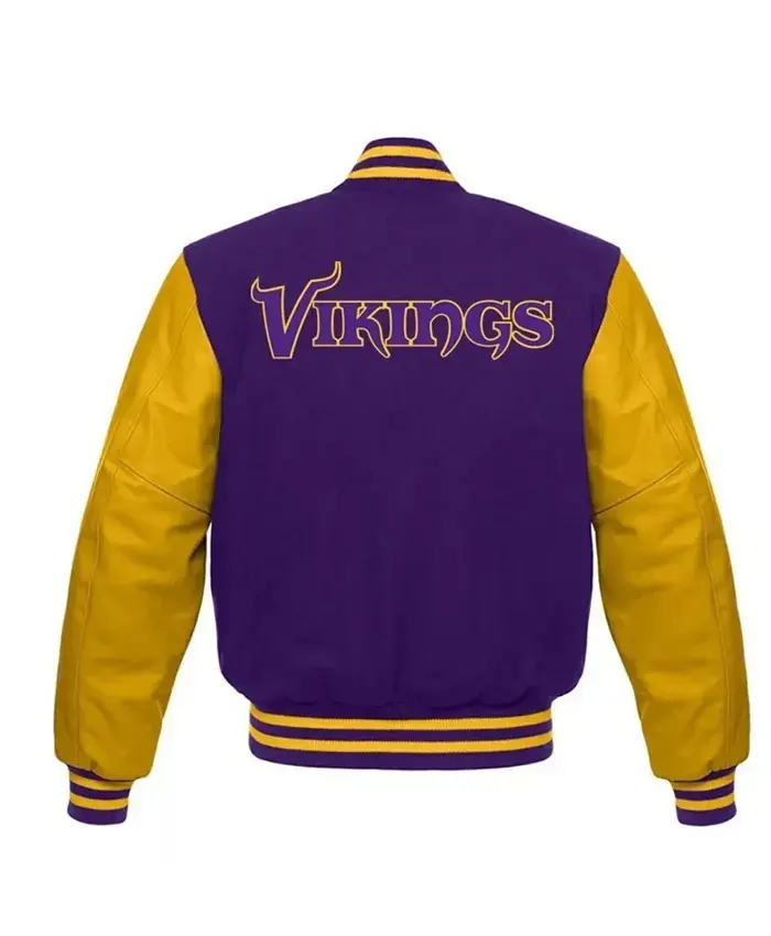 Paris Ward NFL Minnesota Vikings Purple And Yellow Varsity Bomber Jacket back view