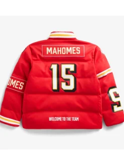 Patrick Mahomes Red Off Season Player Kansas Puffer Jacket Back