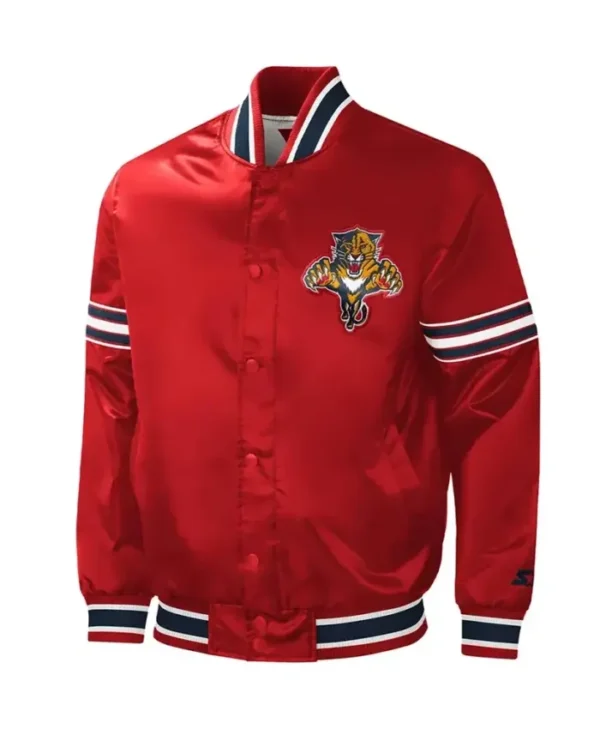 Pfannerstill NHL Florida Panthers Slider Red Satin Varsity Jacket