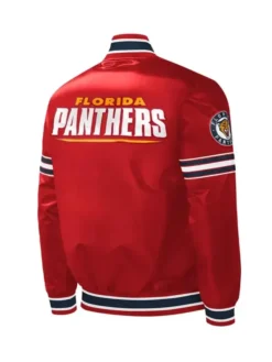 Pfannerstill NHL Florida Panthers Slider Red Satin Varsity Jacket Back