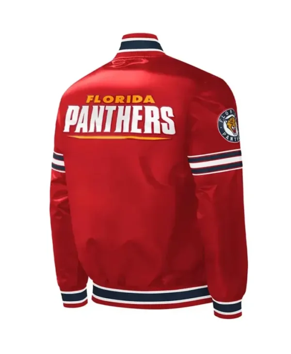 Pfannerstill NHL Florida Panthers Slider Red Satin Varsity Jacket Back