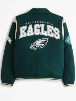 Philadelphia Eagles Green Wool Varsity Jacket Back