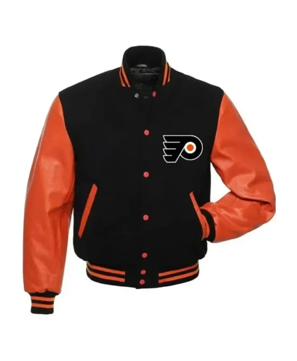 Philadelphia Flyers Black And Orange Wool Varsity Jacket