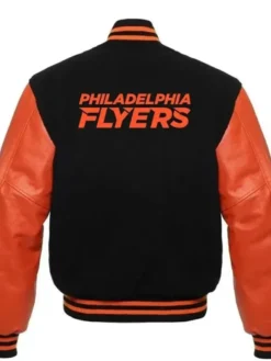 Philadelphia Flyers Black And Orange Wool Varsity Jacket Back