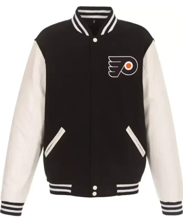 Philadelphia Flyers Black And White Wool Varsity Jacket