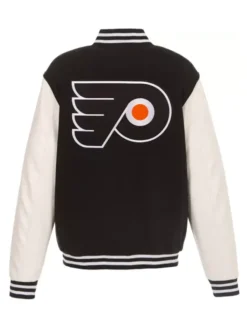 Philadelphia Flyers Black And White Wool Varsity Jacket Back