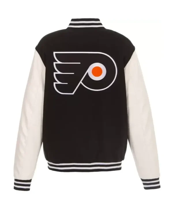 Philadelphia Flyers Black And White Wool Varsity Jacket Back