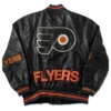 Philadelphia Flyers Black Leather Vintage Bomber Jacket Back