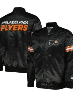 Philadelphia Flyers Black Satin Varsity Jacket