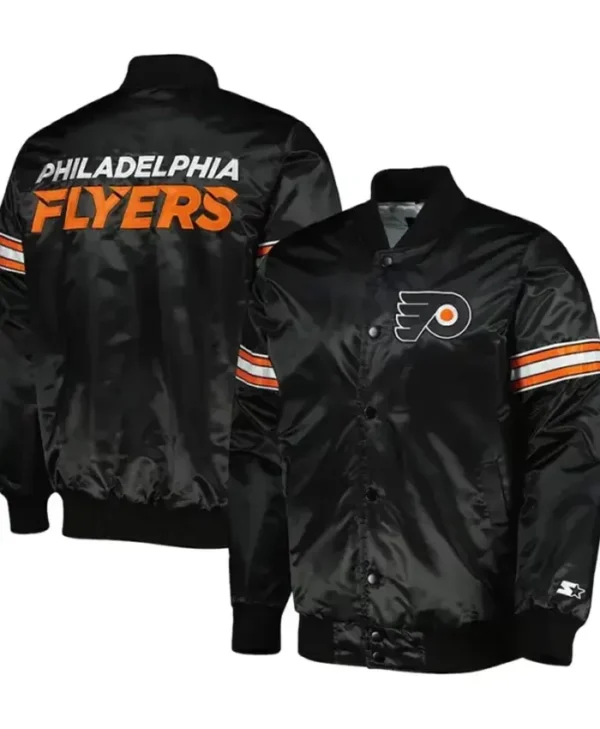 Philadelphia Flyers Black Satin Varsity Jacket