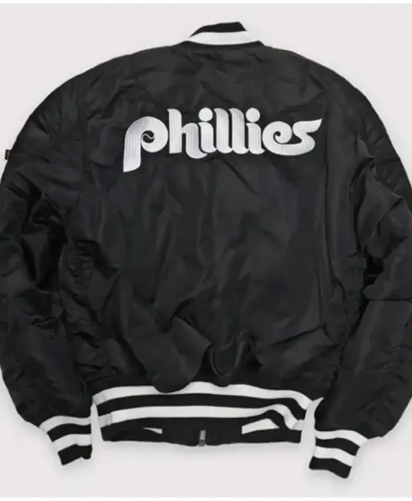 Philadelphia Phillies Black Ma-1 Bomber Jacket Back