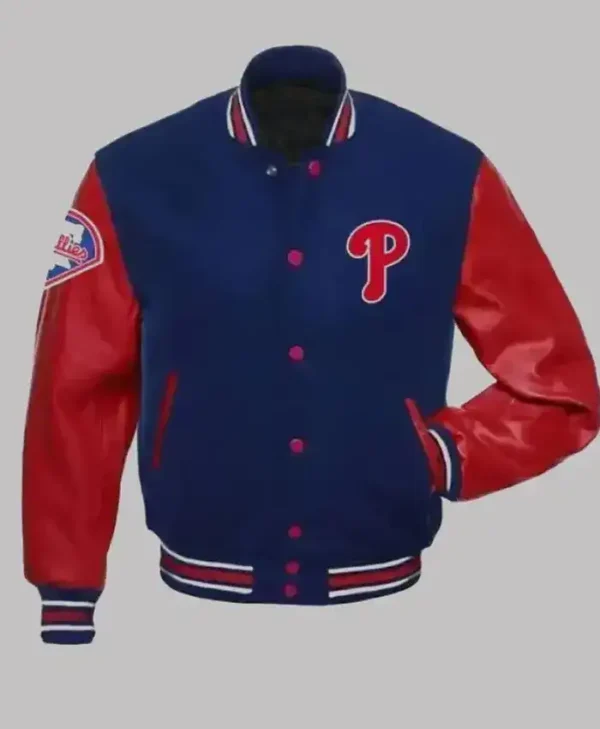 Philadelphia Phillies Blue And Red Wool Varsity Jacket