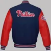 Philadelphia Phillies Blue And Red Wool Varsity Jacket Back