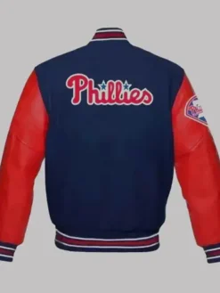 Philadelphia Phillies Blue And Red Wool Varsity Jacket Back