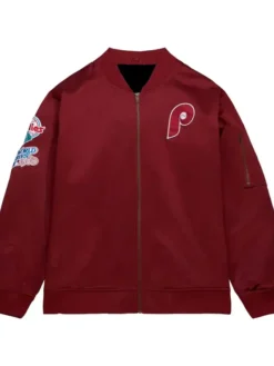 Philadelphia Phillies Burgundy Zipper Bomber Jacket