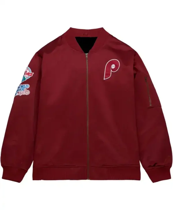 Philadelphia Phillies Burgundy Zipper Bomber Jacket