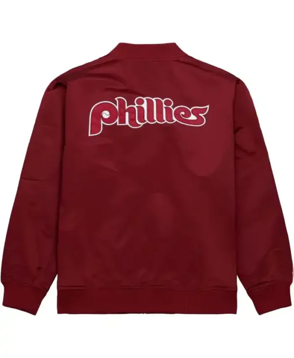 Philadelphia Phillies Burgundy Zipper Bomber Jacket Back