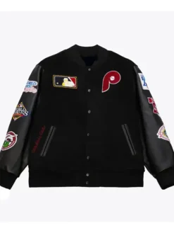 Philadelphia Phillies Full Snap Black Varsity Jacket