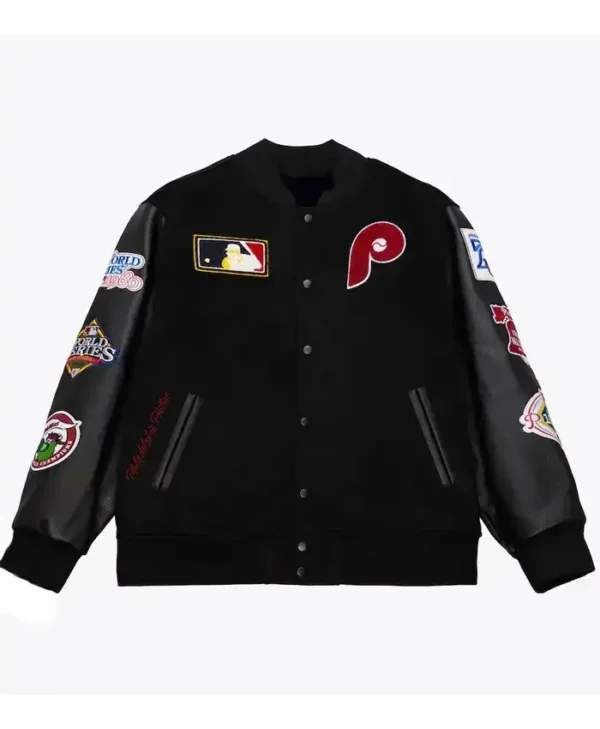 Philadelphia Phillies Full Snap Black Varsity Jacket