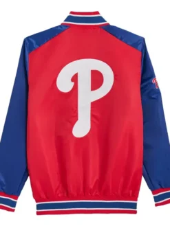 Philadelphia Phillies Starter Satin Full Snap Varsity Jacket Back