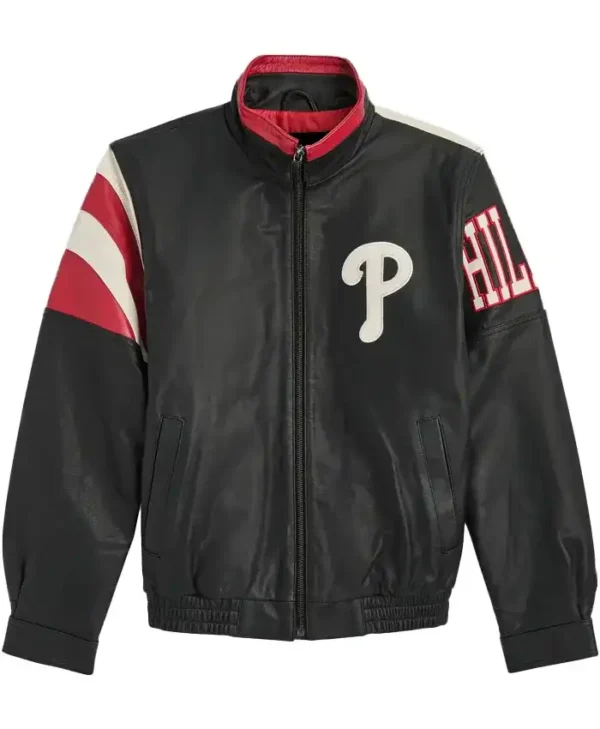 Philadelphia Phillies Vintage Bomber Leather Zipper Jacket