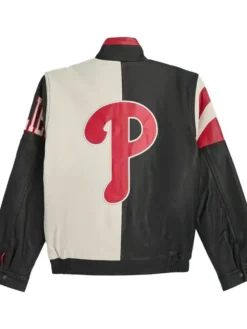 Philadelphia Phillies Vintage Bomber Leather Zipper Jacket Back