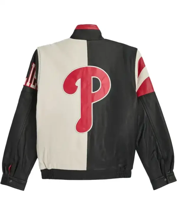 Philadelphia Phillies Vintage Bomber Leather Zipper Jacket Back