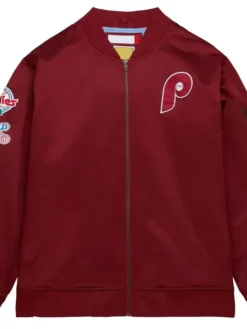 Philadelphia Phillies Vintage Maroon Satin Bomber Jacket