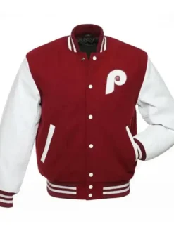 Philadelphia Phillies Wool Burgundy And White Varsity Jacket