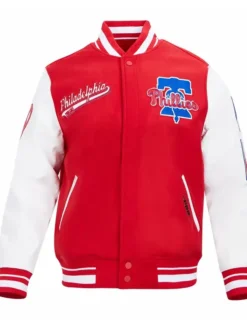 Philadelphia Phillies Wool Red And White Varsity Jacket