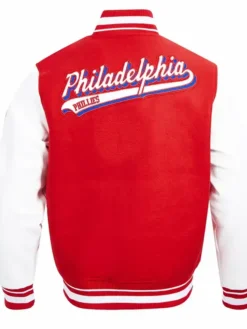 Philadelphia Phillies Wool Red And White Varsity Jacket Back