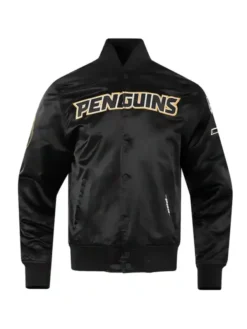 Pittsburgh Penguins Black Classic Satin Varsity Jacket