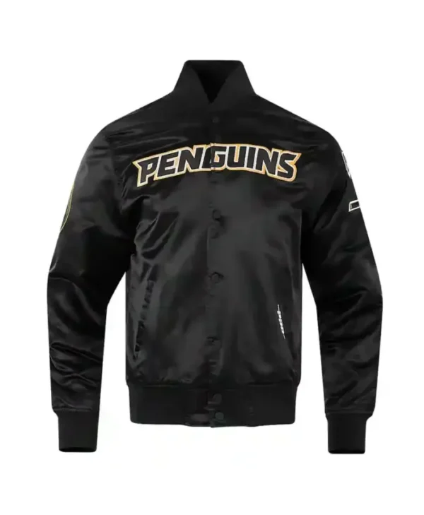 Pittsburgh Penguins Black Classic Satin Varsity Jacket