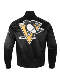 Pittsburgh Penguins Black Classic Satin Varsity Jacket Back