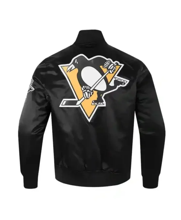 Pittsburgh Penguins Black Classic Satin Varsity Jacket Back